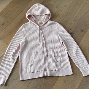 Kate Hill Blush Pink Ribbed Knit Zipped Hoodie